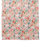 レトロパステルクリスマス シャワーカーテン (正面)