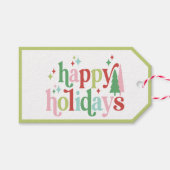 レトロパステルクリスマス |ハッピーホリデー ギフトタグ (正面(横))