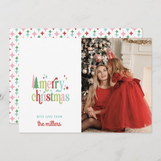 レトロパステルクリスマス |メリークリスマス シーズンカード (正面/裏面)