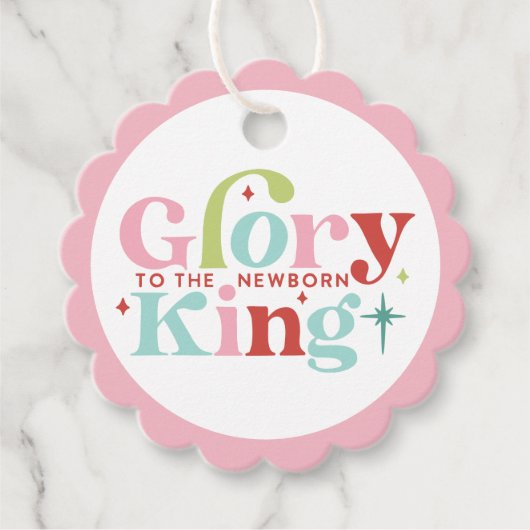 レトロパステルクリスマス 王への栄光生まれたばかりの| フェイバータグ (正面)