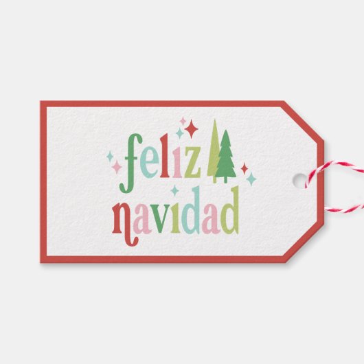レトロパステルクリスマス | Feliz Navidad ギフトタグ (正面(横))