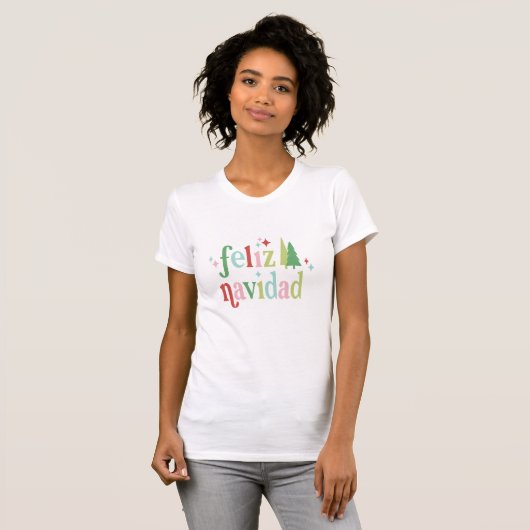 レトロパステルクリスマス | Feliz Navidad Tシャツ (正面フル)