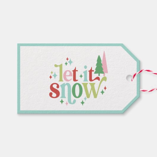 レトロパステルクリスマス | Let it Snow ギフトタグ (正面(横))