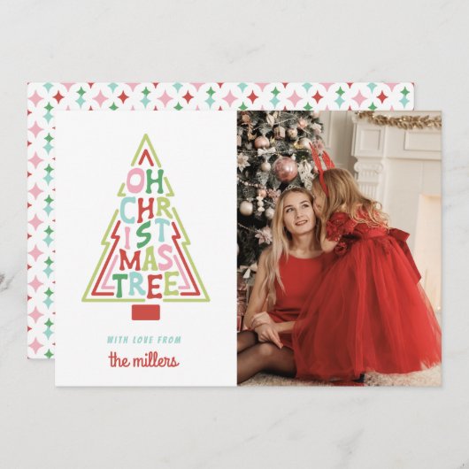 レトロパステルクリスマス | Ohクリスマスツリー シーズンカード (正面/裏面)