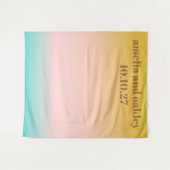 レトロパステルグラディエント結婚ボホのカスタム背景 タペストリー (正面(横))