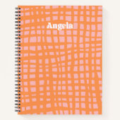 レトロパステルグリッド抽象芸術パターンのパーソナル化 ノートブック (正面)