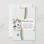 レトロパステルグレーブルーキュートベビードラゴン サンキューカード (正面)