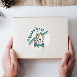 レトロパステルグレーブルーベビードラゴンサンキュー ラベル