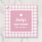 レトロパステルシンプルピンクジンガムガールベビーシャワー フェイバータグ (正面)