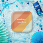 レトロパステルジオメトリックアートカスタムウェディングキュート ペーパープレート (パーティー)