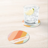 レトロパステルジオメトリックアートカスタムウェディング ラウンドペーパーコースター (インサイチュ)