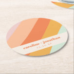 レトロパステルジオメトリックアートカスタムウェディング ラウンドペーパーコースター<br><div class="desc">レトロパステルジオメトリックアートカスタムウェディングラウンド紙コースター</div>