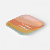 レトロパステルジオメトリックカスタムウェディングミントピーチ ペーパープレート (傾斜あり)