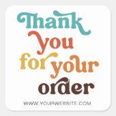 レトロパステルズスモールビジネスサンキューフォーオーダー スクエアシール (正面)
