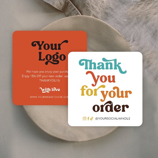 レトロパステルズスモールビジネスサンキューフォーオーダー ノートカード