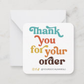 レトロパステルズスモールビジネスサンキューフォーオーダー ノートカード (正面)