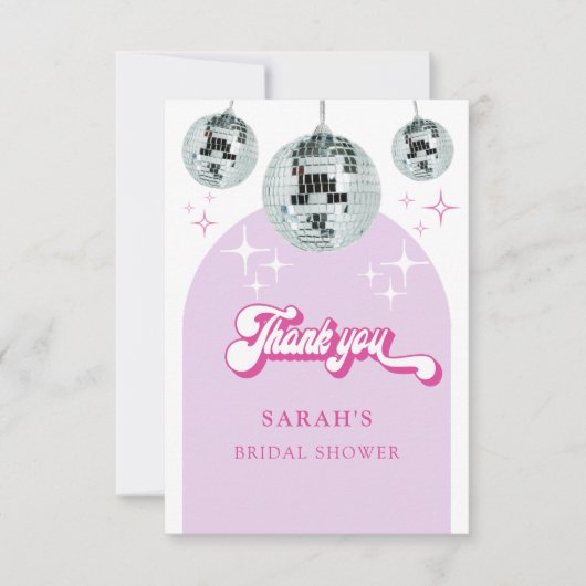 レトロパステルディスコグルーブブライダルシャワー サンキューカード (正面)
