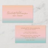 レトロパステルピンクグラデーションシックモノグラエレガントム 名刺 (正面/裏面)