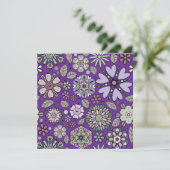 レトロパステルピンクパープルフローラシームレスパターン カード (スタンド正面)