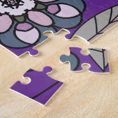 レトロパステルピンクパープルフローラシームレスパターン ジグソーパズル (側面)