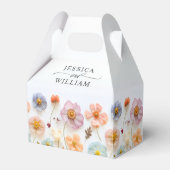 レトロパステルピンクボヘミアンワイルドフラワー結婚ズ フェイバーボックス (正面サイド)