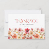 レトロパステルピンクボホワイルドフラワーありがとう サンキューカード (正面)