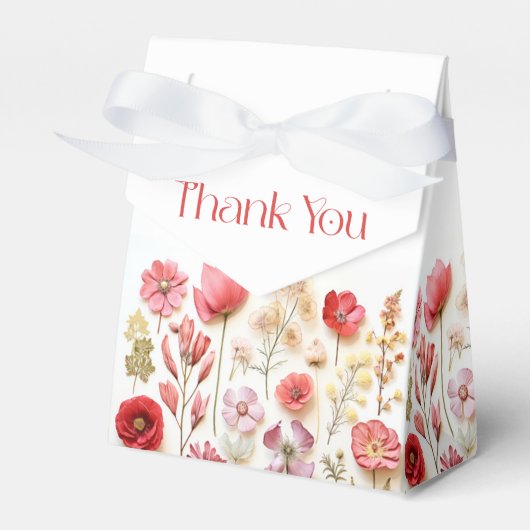 レトロパステルピンクボホワイルドフラワーブライダルシャワー フェイバーボックス (正面サイド)