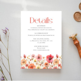 レトロパステルピンクボホワイルドフラワー結婚ズ詳細 エンクロージャーカード