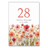 レトロパステルピンクボホワイルドフラワー結婚ズ詳細 テーブルナンバー (裏面)