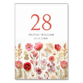 レトロパステルピンクボホワイルドフラワー結婚ズ詳細 テーブルナンバー (裏面)