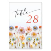 レトロパステルピンクボホワイルドフラワー結婚ズ詳細 テーブルナンバー (正面)