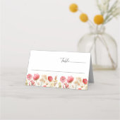 レトロパステルピンクボホワイルドフラワー結婚ズ プレイスカード (正面)