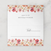 レトロパステルピンクボホワイルドフラワー結婚ズ プレイスカード (外部開封)