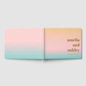 レトロパステルピンクユニークグラデーシ結婚ョンのカスタム ゲストブック (全面)