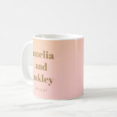 レトロパステルピンクユニークグラデーシ結婚ョンのカスタム コーヒーマグカップ (正面左)