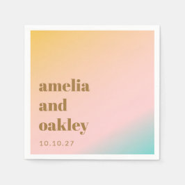 レトロパステルピンクユニークグラデーシ結婚ョンのカスタム スタンダードカクテルナプキン