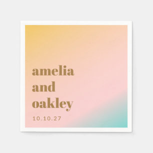 レトロパステルピンクユニークグラデーシ結婚ョンのカスタム スタンダードカクテルナプキン