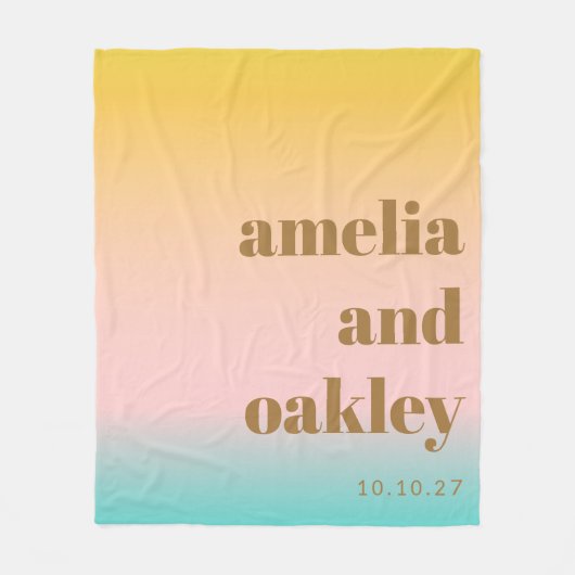 レトロパステルピンクユニークグラデーシ結婚ョンのカスタム フリースブランケット (正面)