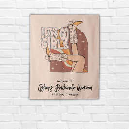 レトロパステルピンクロデオバチェロレッテバックドランドサイン タペストリー