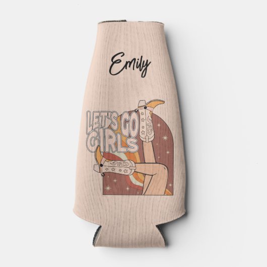 レトロパステルピンクロデオバチェロレッテブライド ボトルクーラー (正面)