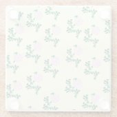 レトロパステルピンクワイルドバラフラワーパターン ガラスコースター (裏面)