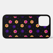 レトロパステルフラワーパターンダークネイビーiPhoneケース Case-Mate iPhoneケース (裏面 (横))