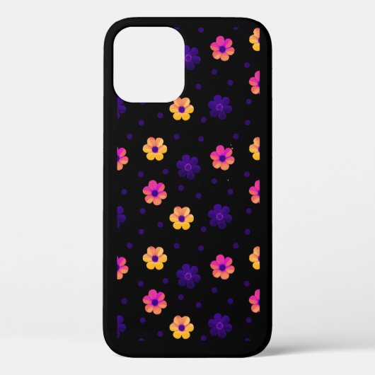 レトロパステルフラワーパターンダークネイビーiPhoneケース Case-Mate iPhoneケース (裏面)