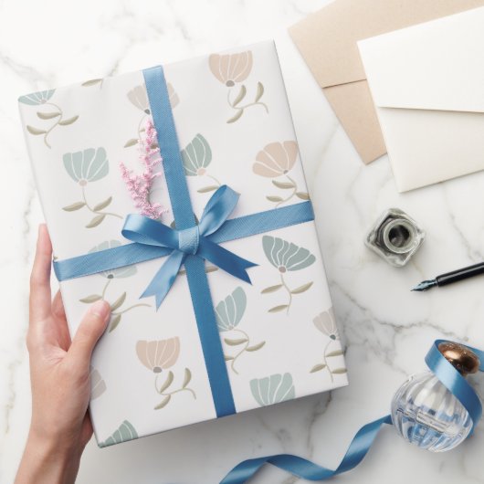 レトロパステルフラワー ラッピングペーパー (ギフト)