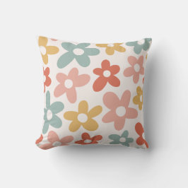 レトロパステルフローラウェーブラインプリント装飾用クッション クッション