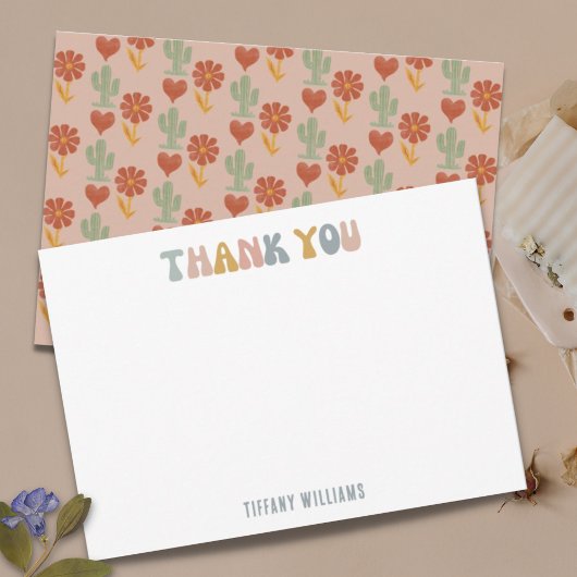 レトロパステルフローラカスタムサンキューユー サンキューカード