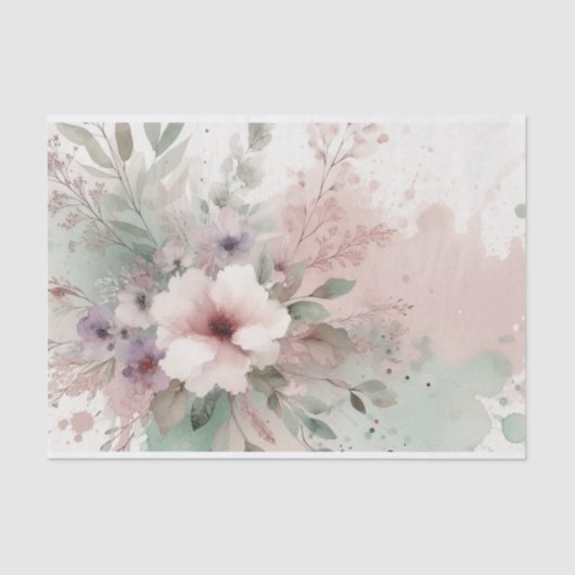 レトロパステルフローラシックチャームデクページプリント 薄葉紙 (正面)