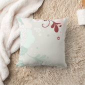 レトロパステルフローラデザイン – 緑と茶色 クッション (ブランケット)