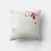 レトロパステルフローラデザイン – 緑と茶色 クッション (裏面)