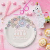 レトロパステルフローラ5はヴィベの誕生日 ペーパープレート (パーティー)